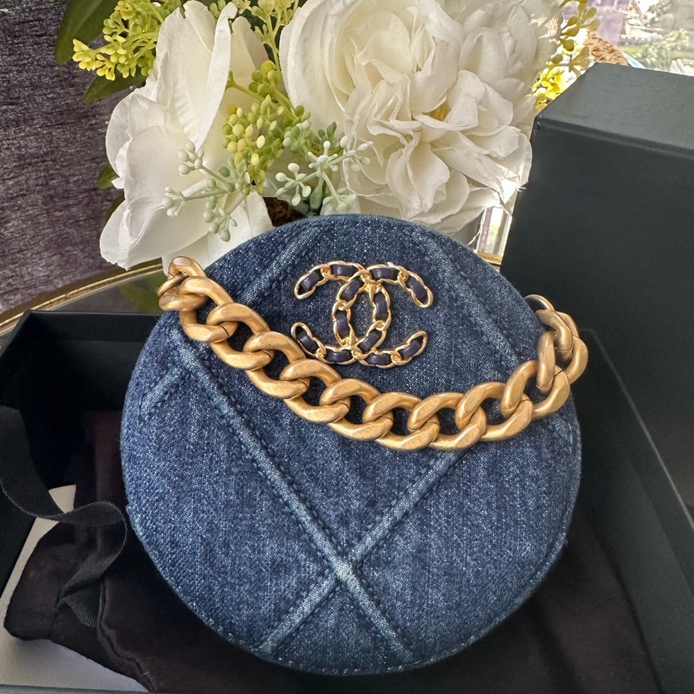 Chanel 19 denim round bag cross body